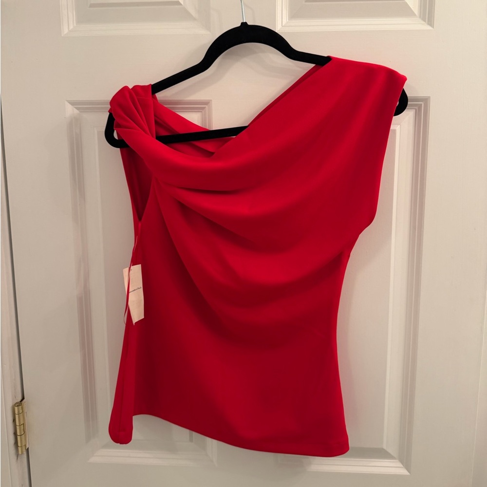 NWT Abercrombie & Fitch Vibrant Red Draped Blouse